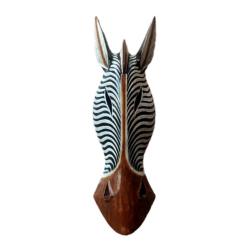 Mask Albesia Wood Zebra Grey Stripes + Brown 30cm