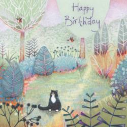 Birthday card "Cat in the Garden" 16x16cm