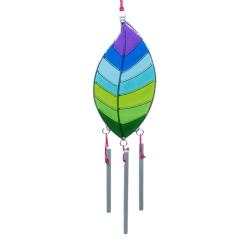 Suncatcher Leaf with 3 Metal Chimes 4.5x26cm