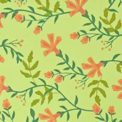 Gift Wrap Handmade Paper Floral Design on Lime