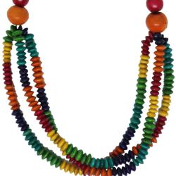 Necklace Handpainted Wooden Multicolour 3-tier Tiny Beads