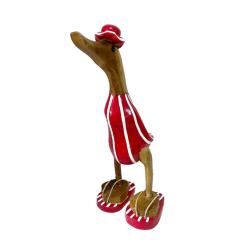 Duck Beach Striped Swimsuit Red Bamboo Root 25cm