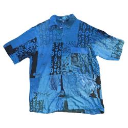 Shirt, Short Sleeves Patchwork Blues, Large Unisex