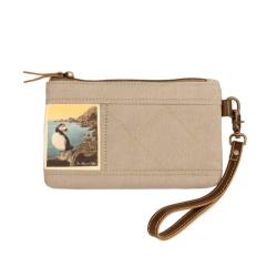 Purse / Pouch Canvas and Leather - Puffin 20x12.75cm