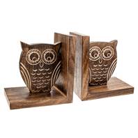 Bookends, mango wood, owl