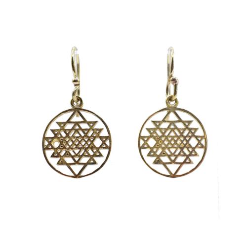 Earrings Gold Colour, Mandala cutout 1.5cm diameter