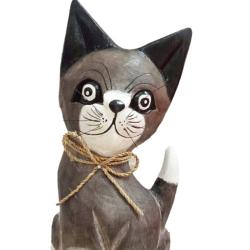 Brown Cat Albesia Wood 12x6x30cm