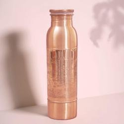 Copper water bottle, engraved, 900ml