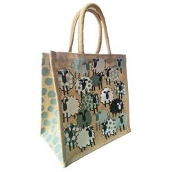 Jute shopping bag, square, sheep