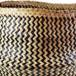 Woven seagrass basket, natural & black 45cm