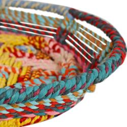 Shallow basket recycled material, multicoloured 32cm diameter
