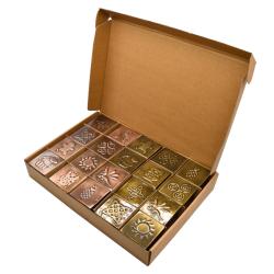 Set of 20 mini metal trinket boxes, 2 each of 10 designs