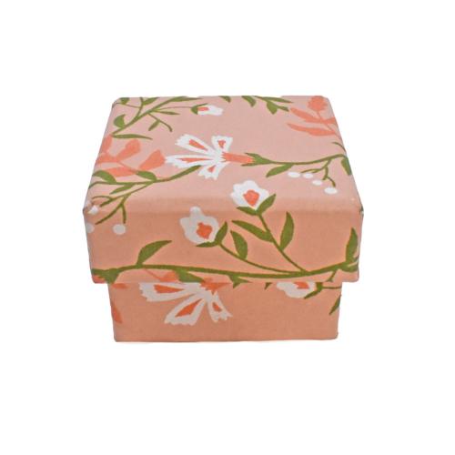 Gift Box Handmade Paper Floral Design on Pink 6 x 6 x 4.5cm