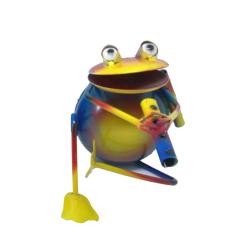 Frogs Flautists Metal Assorted Colours 12x17cm