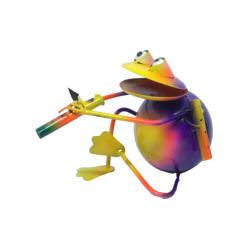 Frogs Flautists Metal Assorted Colours 12x17cm
