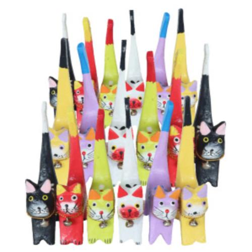 Box of 60 Cats Albesia Wood Assorted Colours