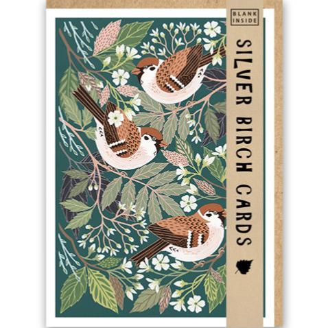 Greetings Card, Tree Sparrows, 12.5x18cm