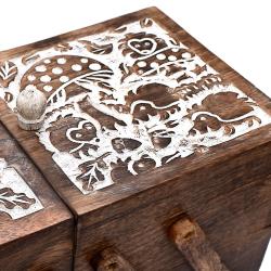 Sliding jewellery / craft box, mango wood hedgehog design 30.5x16x16cm