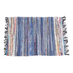 Chindi Rag Rug Recycled Material Blue 60 x 90cm