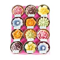 Pack of 12 flower t-lites, multicoloured