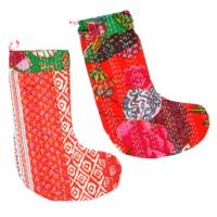 Stocking kantha stitch Christmas colours, assorted colours