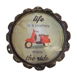 Wall Hanging Life is a Journey Recycled Tin Lid 33cm diameter