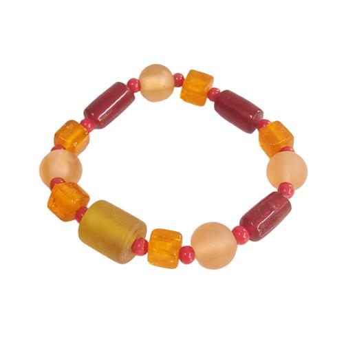 Bracelet Glass Beads Oranges and Reds