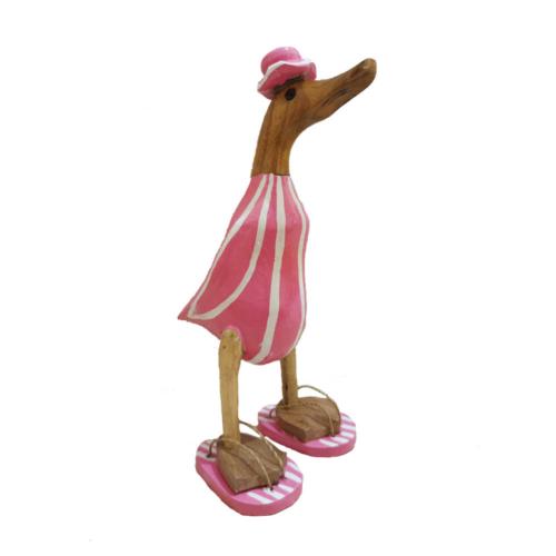 Duck Beach Striped Swimsuit Pink Bamboo Root 25cm