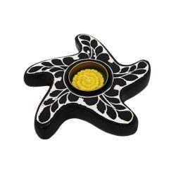 T-lite Holder Terracotta Starfish Black White