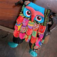 Shoulder purse, fabric, owl assorted colours 13 x 23cm