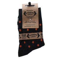 Socks Recycled Cotton / Polyester Stripes + Dots Grey Orange Shoe Size UK 3-7 Womens