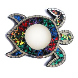 Mirror recycled glass mosaic speckled design turtle 20 x 23cm