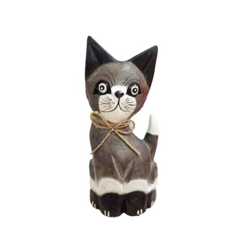 Brown Cat Albesia Wood 12x6x30cm