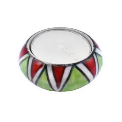 Ceramic T-lite Holder Green + Red 5.5cm diameter