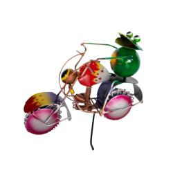 Frog on Motorbike Metal 17x7x13cm