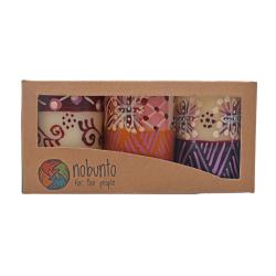 3 hand painted candles in gift box, Halisi