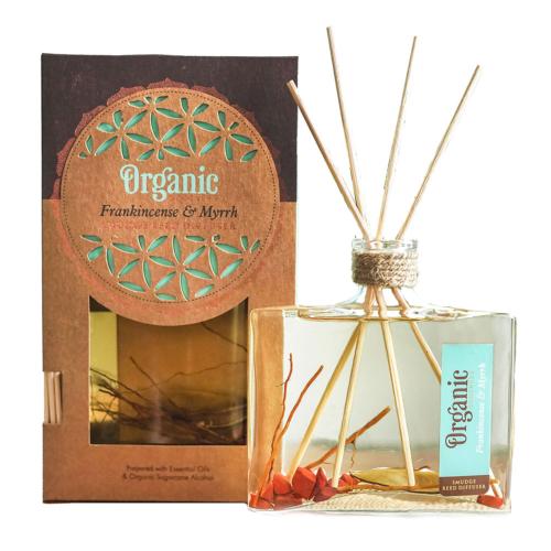 Reed Stick Diffuser in Flat Bottle Organic Goodness, Frankincense & Myrrh 150ml