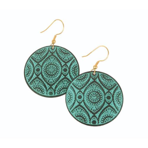 Earrings round metal light turquoise