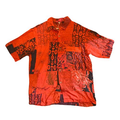 Shirt, Short Sleeves Patchwork Reds, Medium Unisex