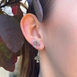 Ear studs, silver colour, Tree of Life