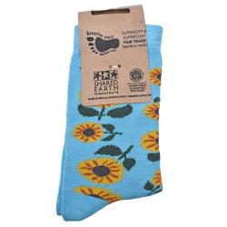 Bamboo Socks Sunflowers Shoe Size UK 3-7 Womens Fair Trade Eco