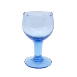 Single Wine Glass Recycled Glass Blue Tinted, 10.5cm height