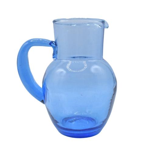 Jug Recycled Glass Blue Tinted, 18cm height