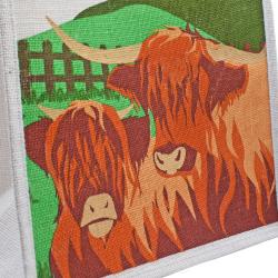 Jute shopping bag, Highland Cattle 30x30cm