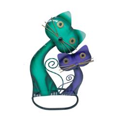 Cat and Kitten Metal Assorted Colours 14x15x23cm