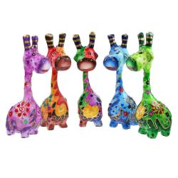 Colourful wooden giraffe 17cm