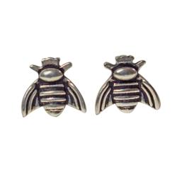 Brass ear studs bee shape silver colour