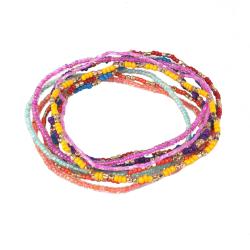 Bracelet 8 Strands Multicoloured Glass + Metal Beads