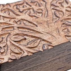 Jewellery / Trinket Box, Mango Wood, Tree of Life Design 17.5 x 12.5 x 6.5cm