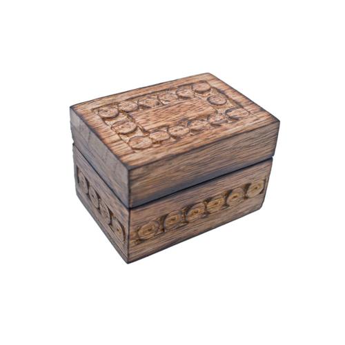 Trinket Box, Mango Wood Circles Design 7 x 5 x 5cm